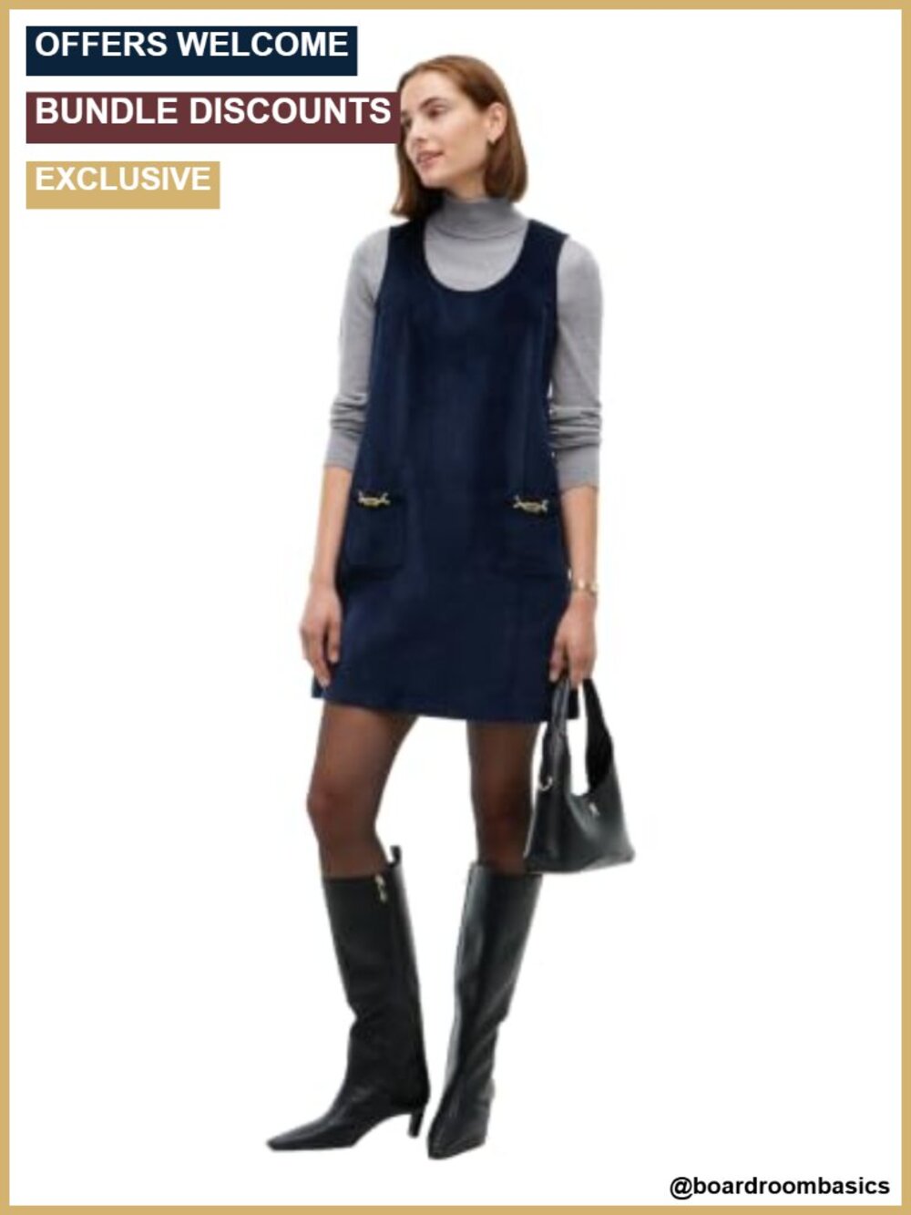 Sleeveless Corduroy Shift Dress Cotton Stretch Casual Work